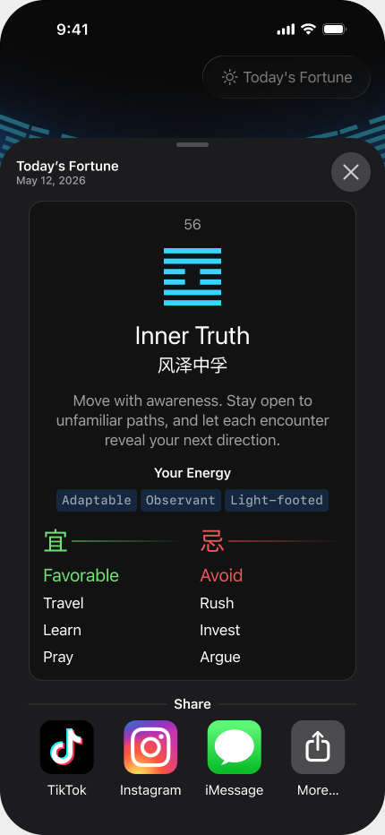 Today’s Fortune reading in the AI Oracle app